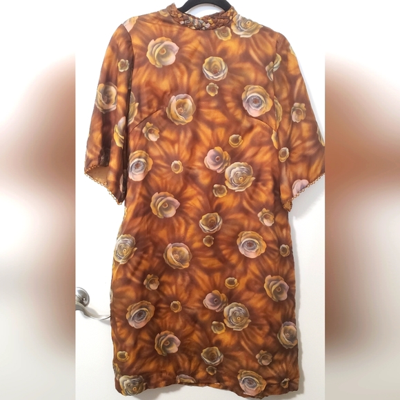 *Vintage* Brown Floral Dress - Picture 1 of 4